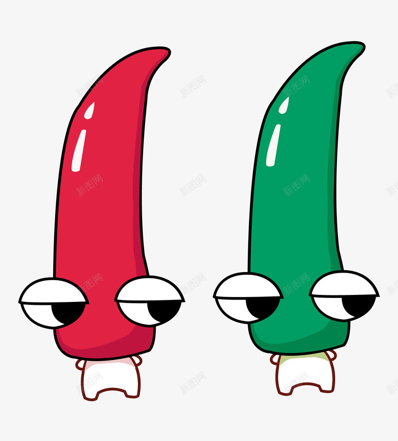 两只辣椒png免抠素材_新图网 https://ixintu.com 卡通 水果蔬菜 红色 绿色 蔬菜 辣椒