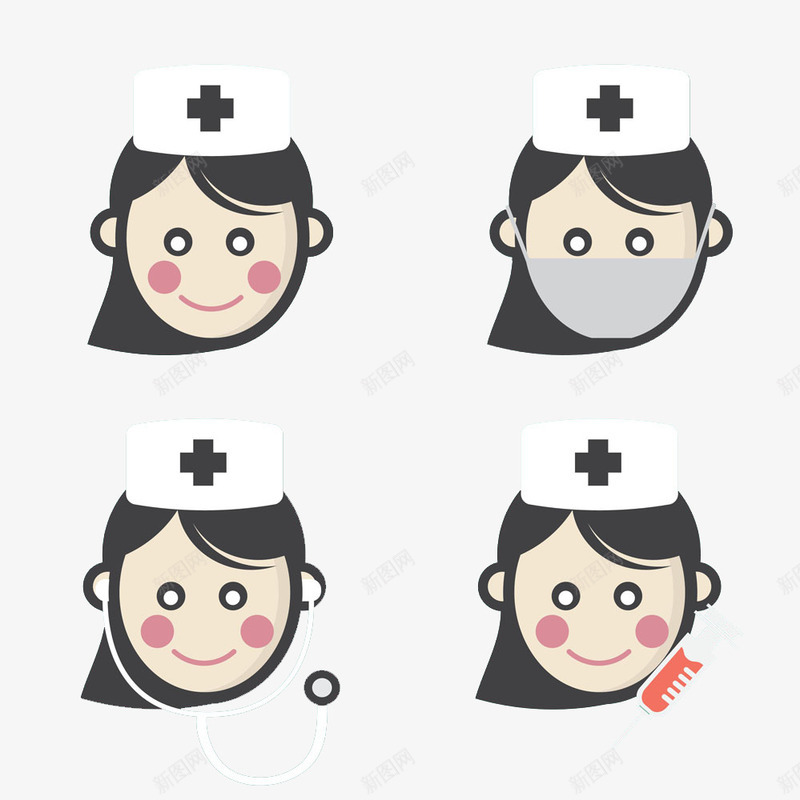 四个护士帽png免抠素材_新图网 https://ixintu.com 医生 护士 护士帽 护士节 高清免扣素材