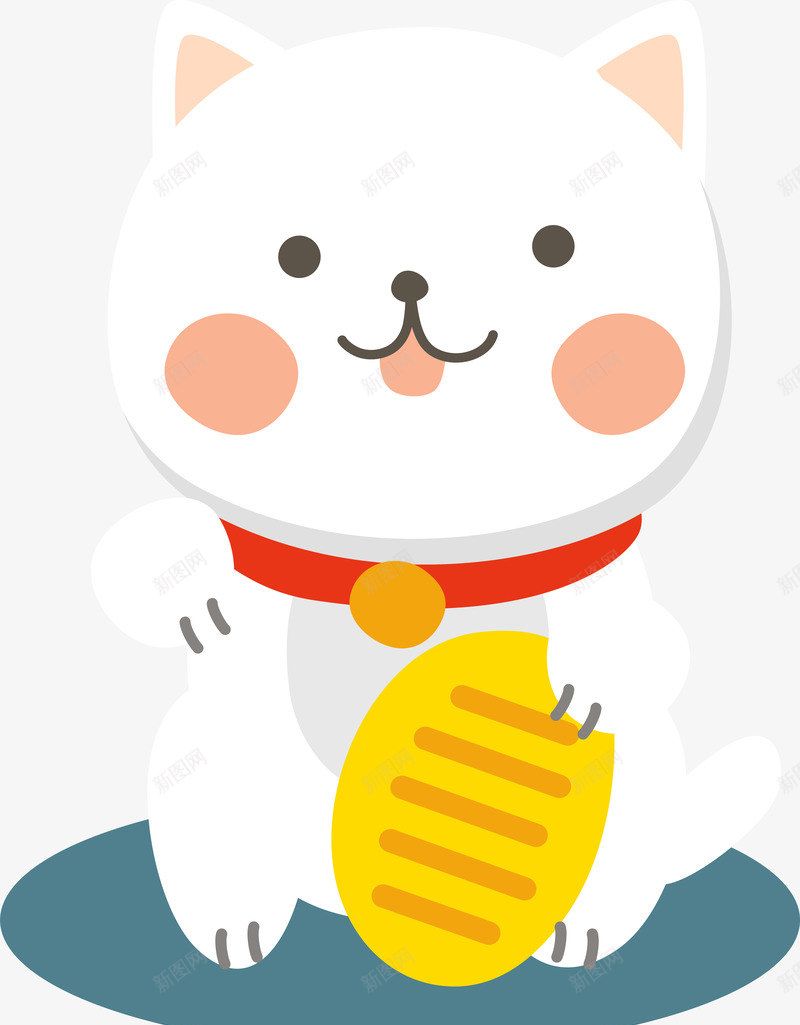 白色小猫装饰png免抠素材_新图网 https://ixintu.com 卡通装饰 可爱动物 扁平化 白色小猫 矢量图案 装饰图