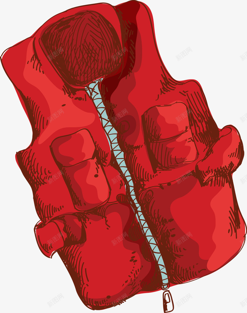 红色马甲png免抠素材_新图网 https://ixintu.com 冬季 女士 手绘 拉链 棉质 简图 红色的 马甲