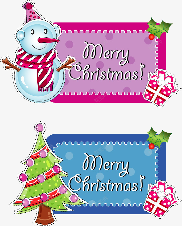 圣诞节标签png免抠素材_新图网 https://ixintu.com 圣诞树 圣诞节 标签 雪人