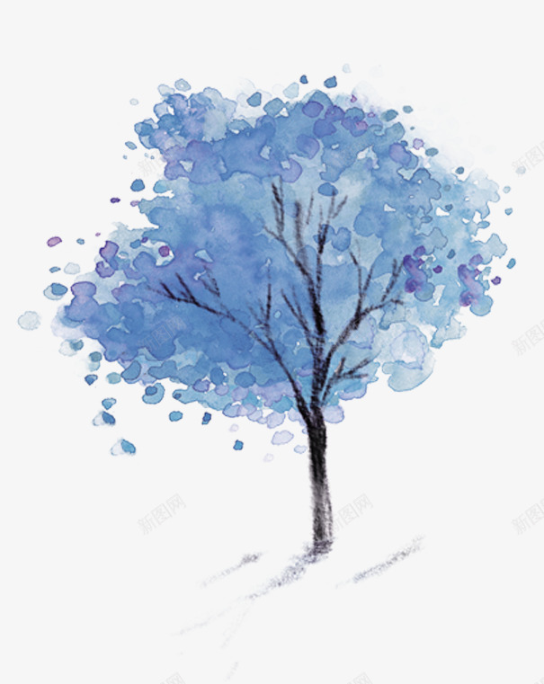 蓝色唯美漂浮手绘艺术大树png免抠素材_新图网 https://ixintu.com 大树 漂浮 艺术 蓝色