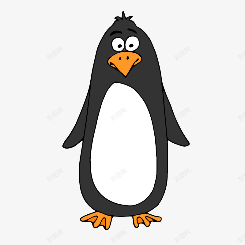 黄色脚蹼的企鹅png免抠素材_新图网 https://ixintu.com 企鹅 动物 卡通图案 彩铅 手绘 绘画 黄色脚蹼 黑色