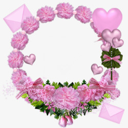 粉红色花圈信封装饰素材