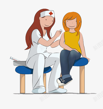 卡通画了的护士给病人打针png免抠素材_新图网 https://ixintu.com 卡通 打针 护士 病人