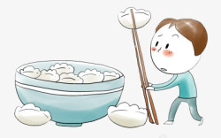 卡通小人夹饺子素材
