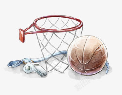 篮球网篮球和篮球网插画高清图片