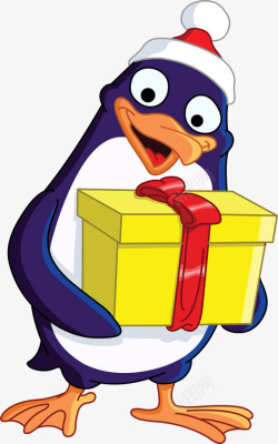 收到礼物的企鹅素材