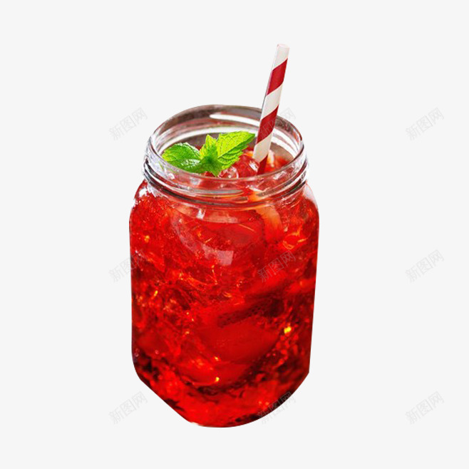 新鲜草莓汁饮品png免抠素材_新图网 https://ixintu.com 冬季饮品 果汁 玻璃瓶 红色