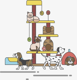 宠物店用具宠物店里的猫爬架矢量图高清图片