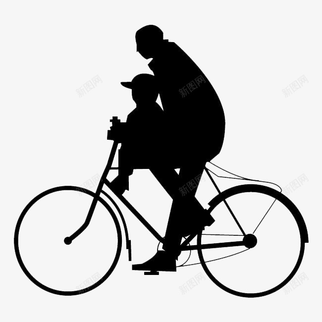 骑着自行车的父子图标png_新图网 https://ixintu.com 卡通 可爱 手绘 环保 简笔画 自行车 自行车简笔画 速度 黑色