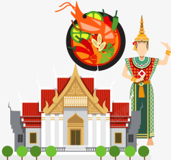 卡通泰国旅游景点素材