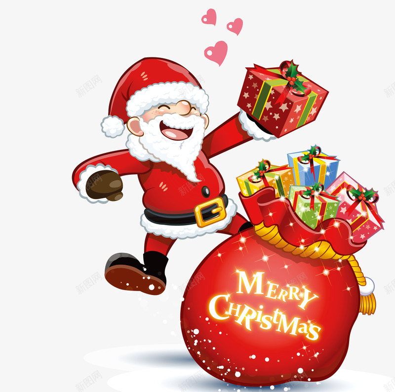 圣诞老人和礼物png免抠素材_新图网 https://ixintu.com 圣诞快乐英文 圣诞老人 圣诞老爷爷 圣诞节 圣诞节海报装饰 圣诞节海报装饰元素 彩色礼物盒子 礼物 礼物盒 红色