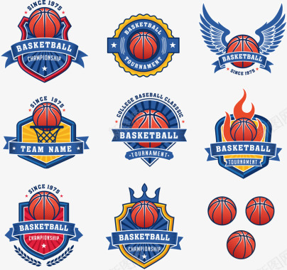 蓝色篮球队队徽logo图标图标