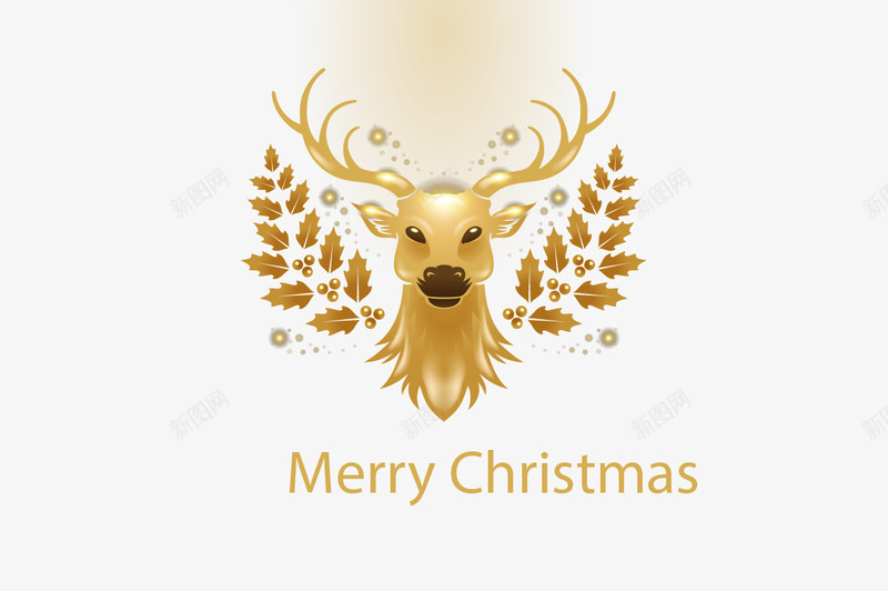 金色光效驯鹿png免抠素材_新图网 https://ixintu.com merryChristmas 圣诞节 金色光效 驯鹿