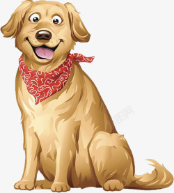 手绘导盲犬导盲犬漫画待着围巾的导盲犬高清图片
