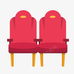 扁平化桌椅卡通红色的座椅高清图片
