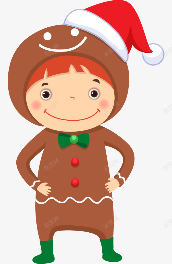 卡通戴着圣诞帽的女孩图png免抠素材_新图网 https://ixintu.com 卡通 可爱的 圣诞节 微笑的 插图 高兴地