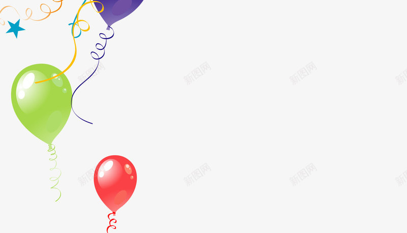 漂浮多彩气球png免抠素材_新图网 https://ixintu.com 多彩丝带 多彩气球 星星点缀 漂浮星星 漂浮气球 童趣
