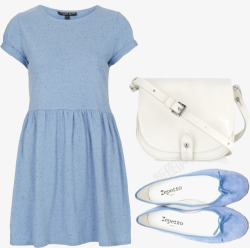 连衣裙短袖蓝色短袖连衣裙高清图片