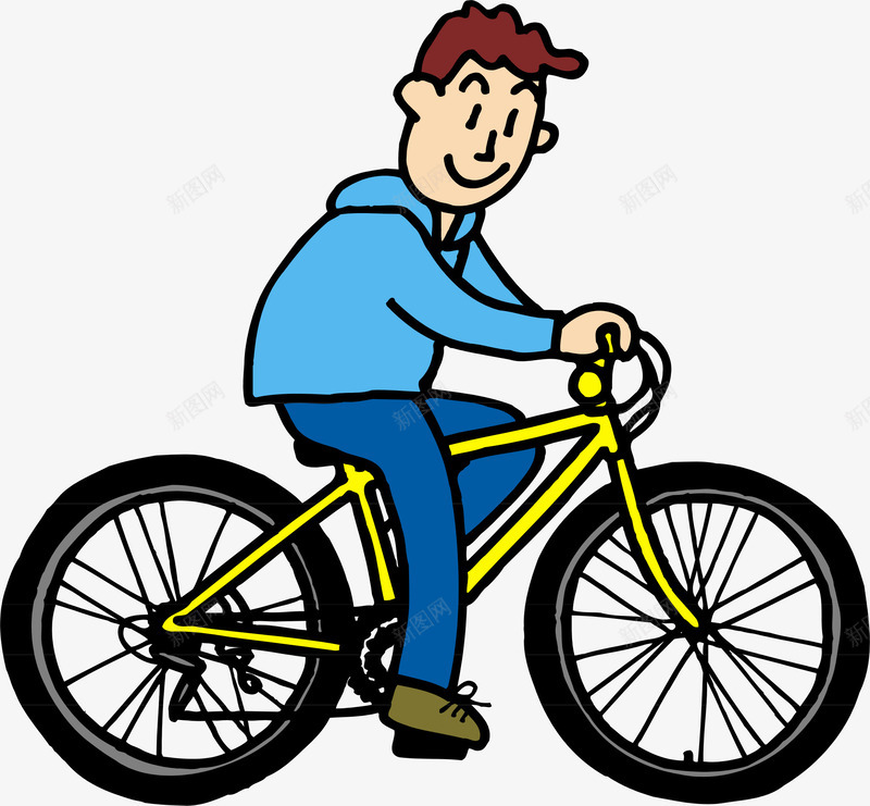 骑自行车的男人png免抠素材_新图网 https://ixintu.com 出行 卡通 男人 自行车