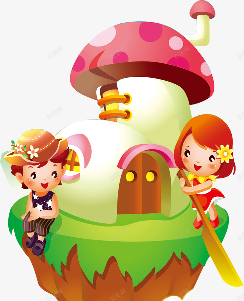 创意合成效果梦幻的蘑菇小房子png免抠素材_新图网 https://ixintu.com 创意 合成 房子 效果 梦幻 蘑菇