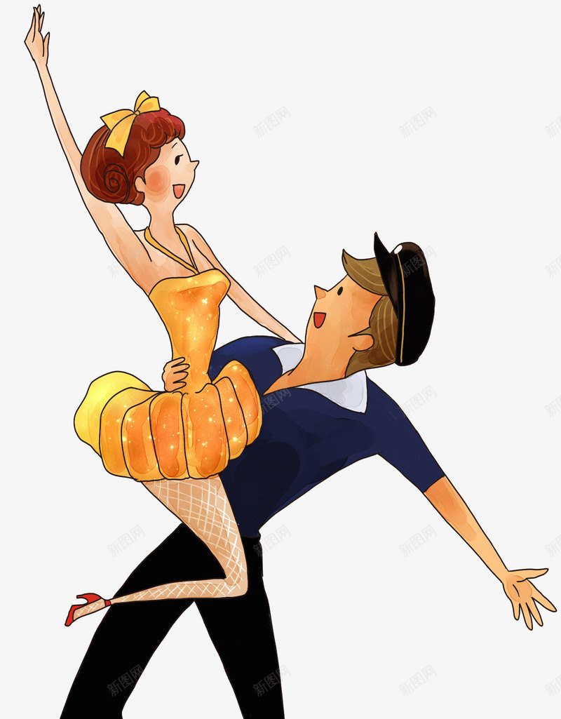 跳舞的男女卡通人物手绘png免抠素材_新图网 https://ixintu.com 卡通人物 卡通男女 女人 男人 跳舞