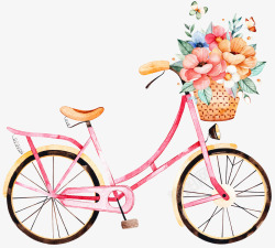 美丽的自行车自行车和花篮高清图片