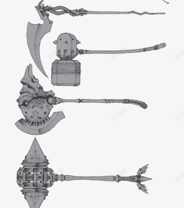 各种兵器png免抠素材_新图网 https://ixintu.com 兵器 古典边纹 线条 花边 黑色