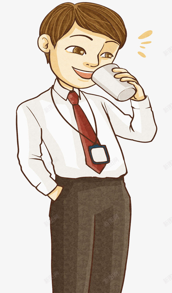 卡通喝咖啡的商务男人png免抠素材_新图网 https://ixintu.com 卡通 咖啡 商务 帅气的 插图 男人 白领 西装 高兴地