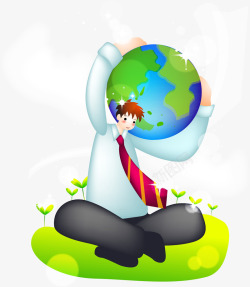 商务男抱着地球的男人高清图片