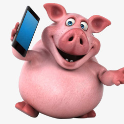 手拿包子的猪拿着手机的卡通粉红猪高清图片
