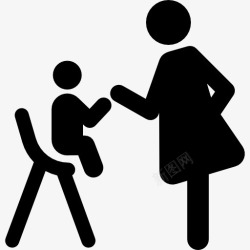 椅子上的孩子母亲和儿子图标高清图片