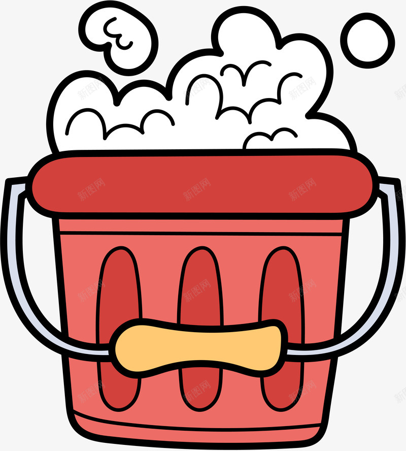 红色塑料桶家庭用品png免抠素材_新图网 https://ixintu.com 卡通手绘 家庭用品 我的家人 气泡 清洁 矢量图案 红色塑料桶