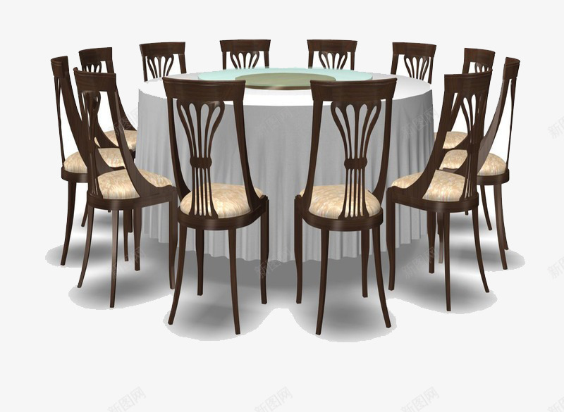 大圆桌和座椅png免抠素材_新图网 https://ixintu.com 产品实物 厨具 圆桌 板凳 椅子 饭店