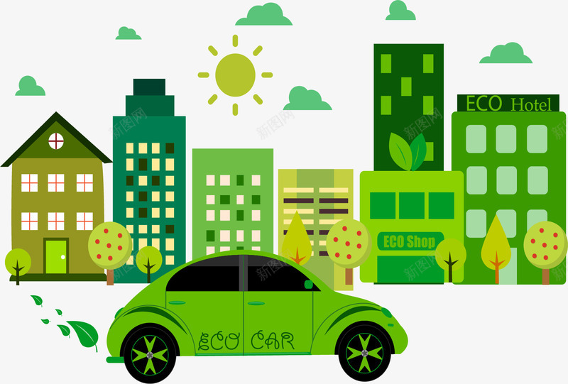 环境保护绿色净化png免抠素材_新图网 https://ixintu.com 生态 生态城市 矢量素材 绿色城市 绿色能源