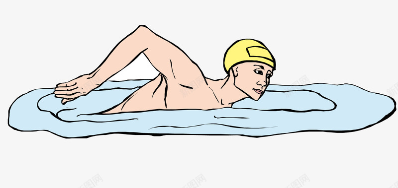 正在游泳的人矢量图ai免抠素材_新图网 https://ixintu.com 卡通图案 夏天 夏天游玩 正在游泳 男人 蓝色的水 黄色的泳帽 矢量图