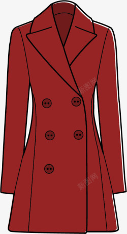 红色双排扣大衣衣矢量图素材