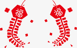 新年新春福春节过年鞭炮六边形福字挂件矢量图高清图片