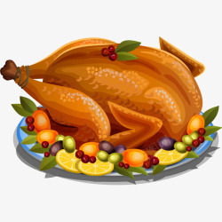 感恩节丰盛食材感恩节烤火鸡插画矢量图高清图片