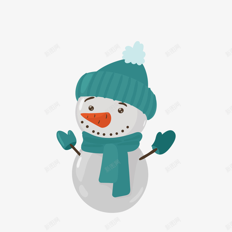 卡通圣诞雪人节日图标png_新图网 https://ixintu.com 卡通 图标 圣诞 平面 礼物 节日 蓝色围巾 设计