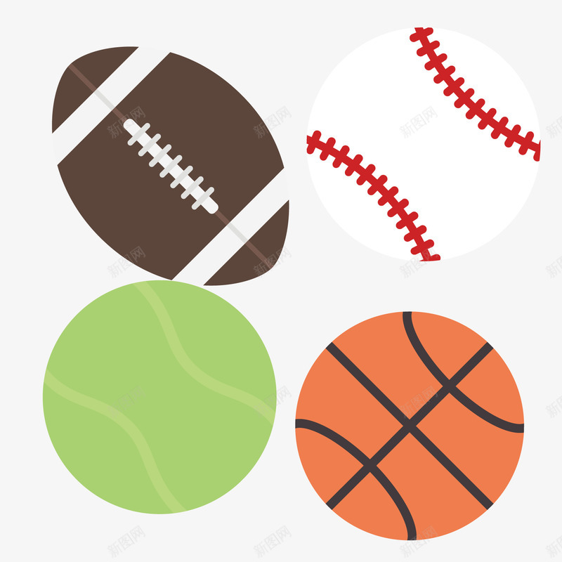 橄榄球垒球篮球棒球png免抠素材_新图网 https://ixintu.com 垒球 棒球 橄榄球 篮球