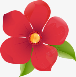 手绘红色艺术美丽花朵素材