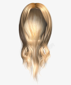 金色长发女士头发发型假发素材