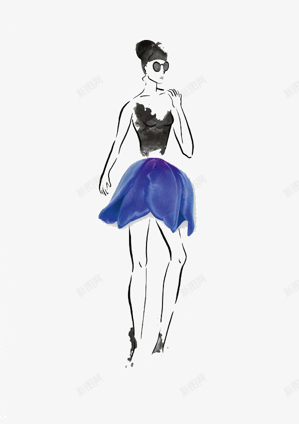 蓝色时尚创意服装png免抠素材_新图网 https://ixintu.com 创意 女装 女装设计 时尚 服装艺术 服装设计 艺术 蓝色