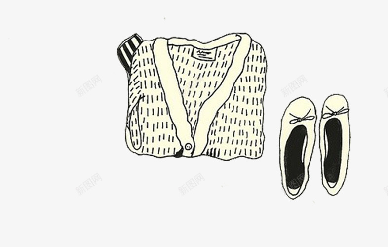 针织外套与平底鞋png免抠素材_新图网 https://ixintu.com 女装 女鞋 手绘 插画