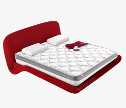 免抠床体红色床体厚床垫高清图片