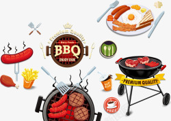矢量烧烤BBQ卡通食物矢量图高清图片