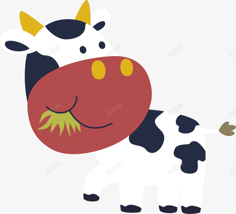 吃草的小牛矢量图ai免抠素材_新图网 https://ixintu.com 动漫 动物 可爱 吃草 小牛 手绘 斑点 矢量图