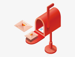红色信箱里的爱心信封素材